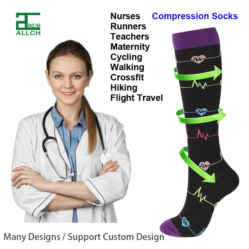 AL001122 QUICK DRY Nurse Running Cycling Travel Socks Knitting Pattern Long Sport Fitness Socks Compression Stockings Socks