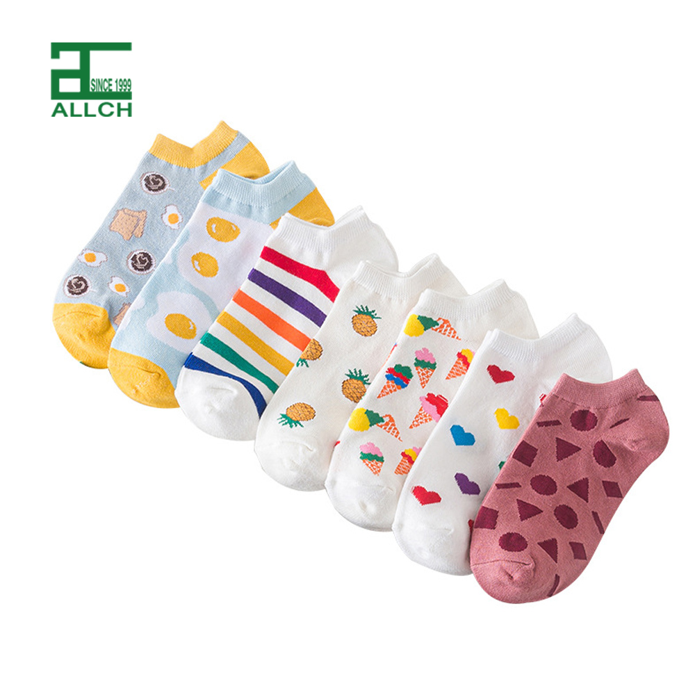 FS000334 ALLCH Wholesale Ladies Knitting Short Designer Custom Girl Socks Sneakers No Show Summer Ankle Socks
