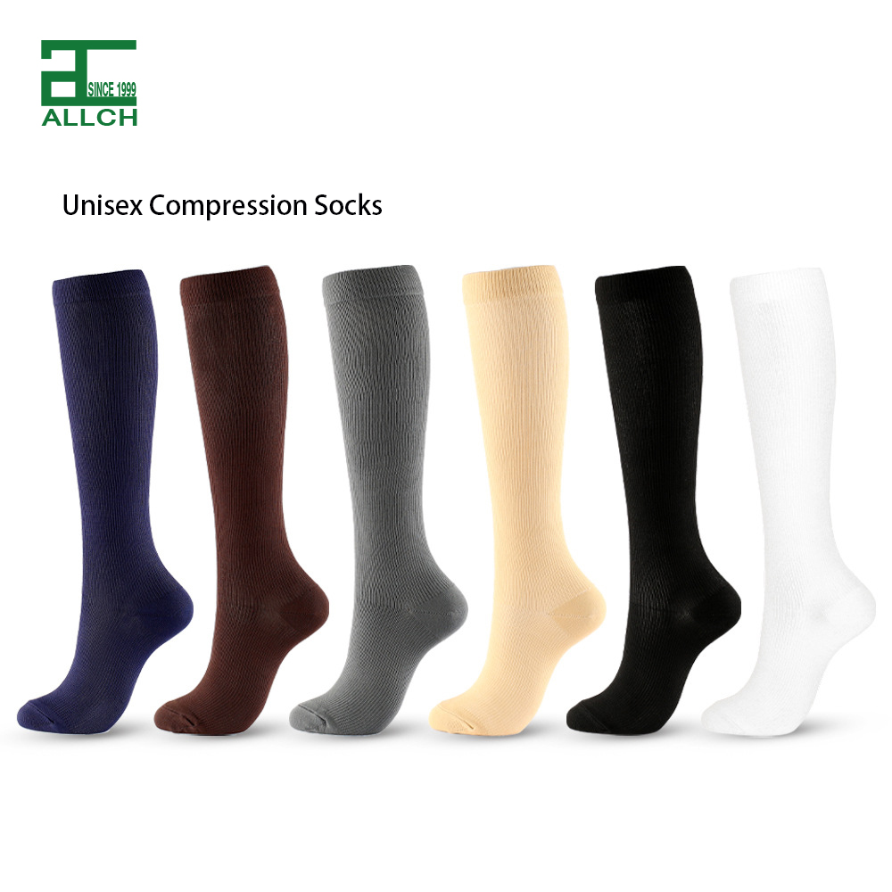 AL001121 Hot Sale Comfortable Nylon Quick Dry Knee High Running Sport Travel Unisex Solid Multi Color Compression Socks