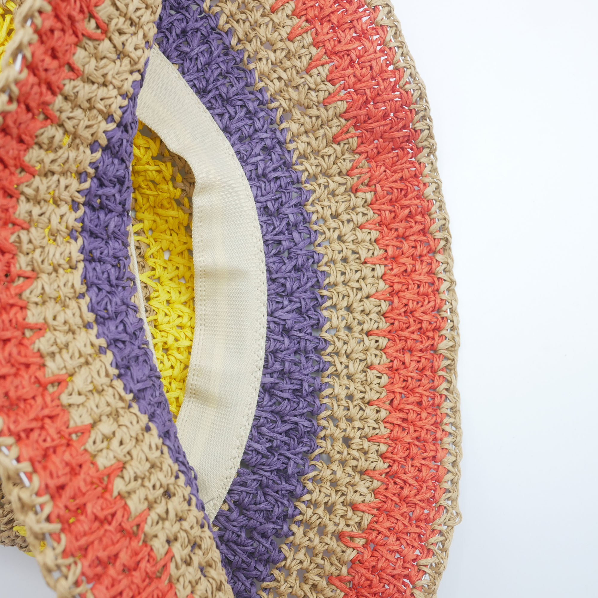 AL000549 ALLCH WOMEN PACKABLE CROCHET STRIPE SUNHAT - Image 3