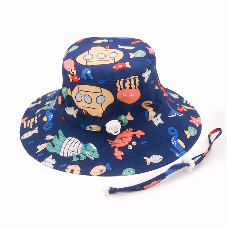 AL001438 ALLCH Boy's Ocean Animals Print Fishman Sun Hat