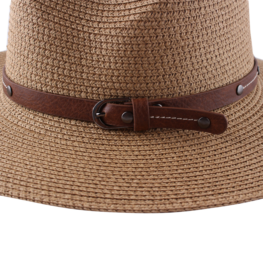 AL000805 ALLCH Women Paper Straw Belt Band Panama Hat - Image 2
