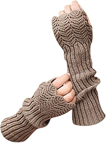 AL001471 ALLCH Women's Knitted Long Arm Warmers Gloves - Image 3