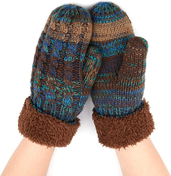 AL001209 ALLCH Women Snowflake Knit Mittens with Warm Thinsulate - Image 3