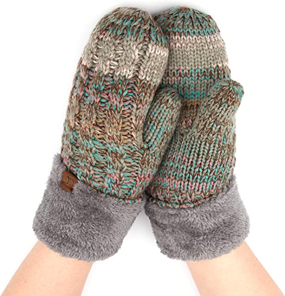AL001209 ALLCH Women Snowflake Knit Mittens with Warm Thinsulate