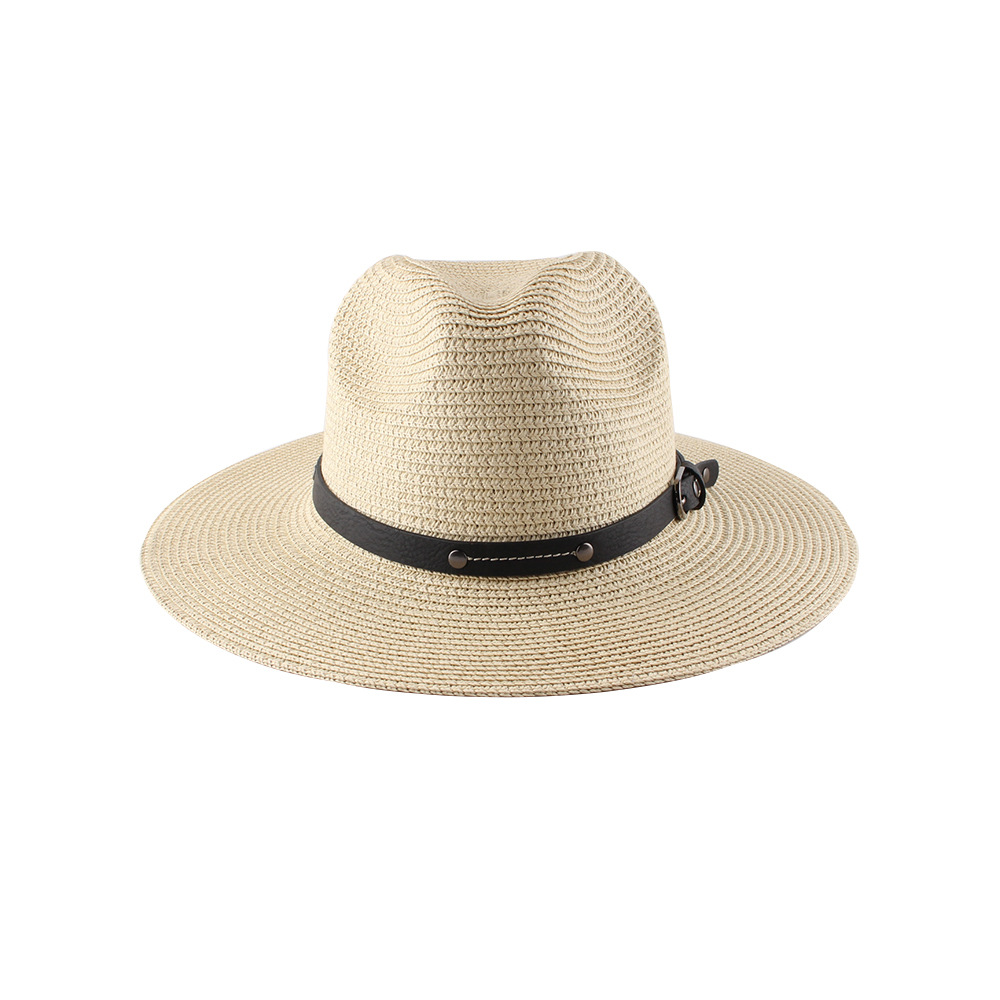 AL000805 ALLCH Women Paper Straw Belt Band Panama Hat - Image 4