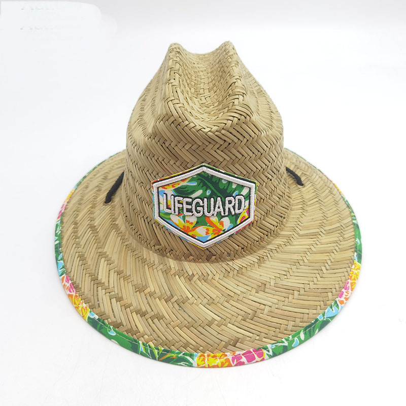 AL001088 ALLCH Uniex Lifeguard Straw Hat with Custom Print Fabric and Label