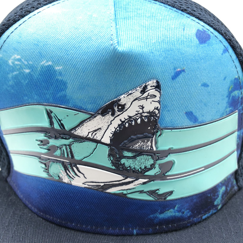 AL000681 Allch Kids Shark Theme Snap Back Baseball Cap - Image 3