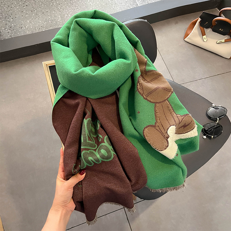 FS001386 ALLCH Cartoon Rabbit Cashmere Scarf