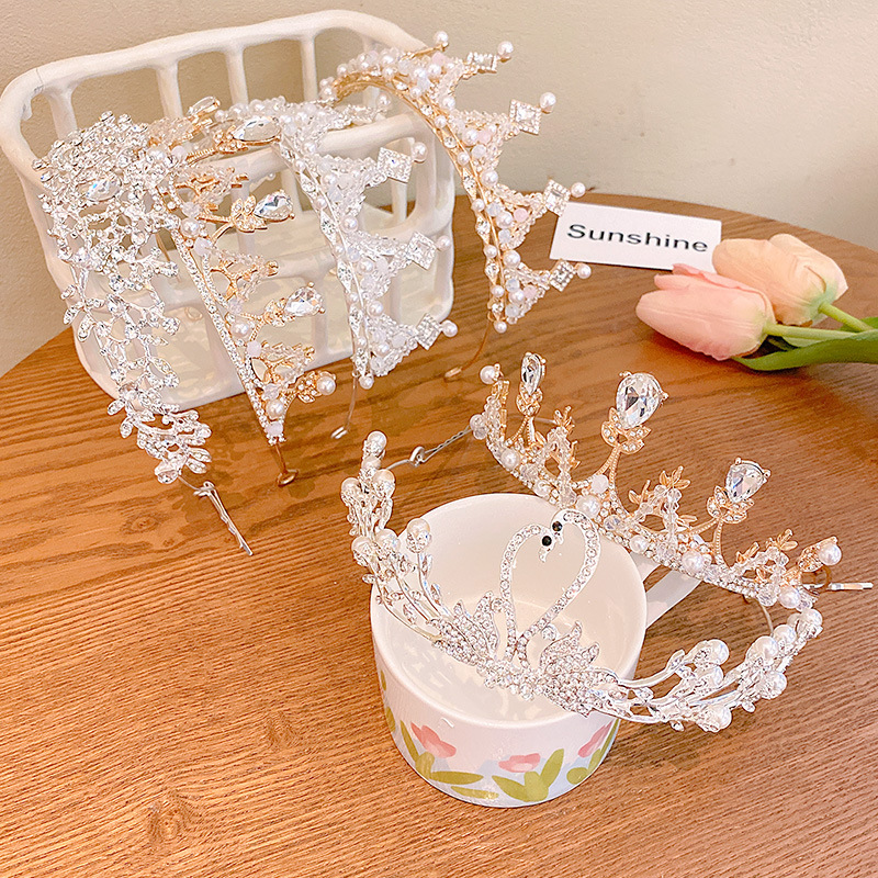 AL001517 ALLCH Alloy Crystal Pearl Crown - Image 8