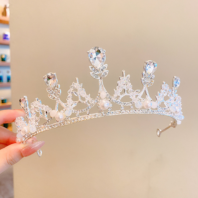 AL001517 ALLCH Alloy Crystal Pearl Crown - Image 7
