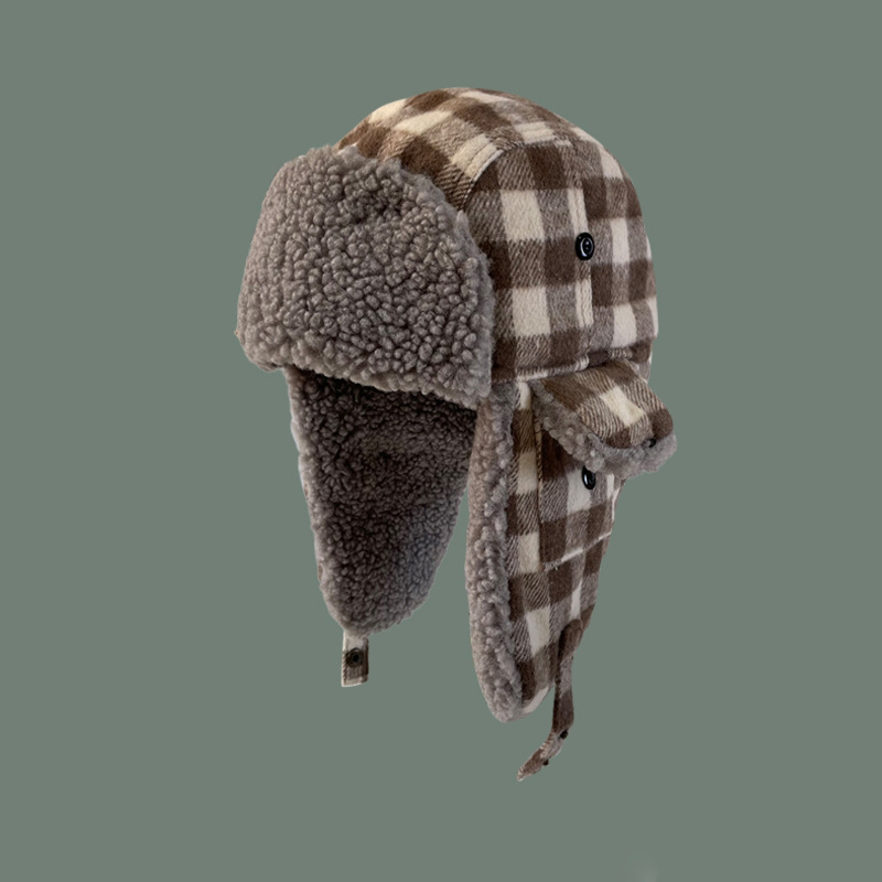 AL001193 ALLCH Ushanka Trooper Hats Unisex Plaid Trooper Hats Women's - Image 2