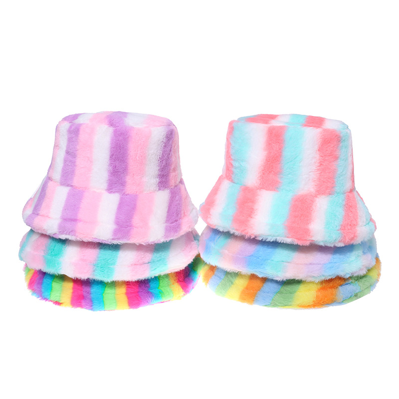 AL001363 ALLCH Girls' Soft Fluffy Faux Fur Bucket Hat