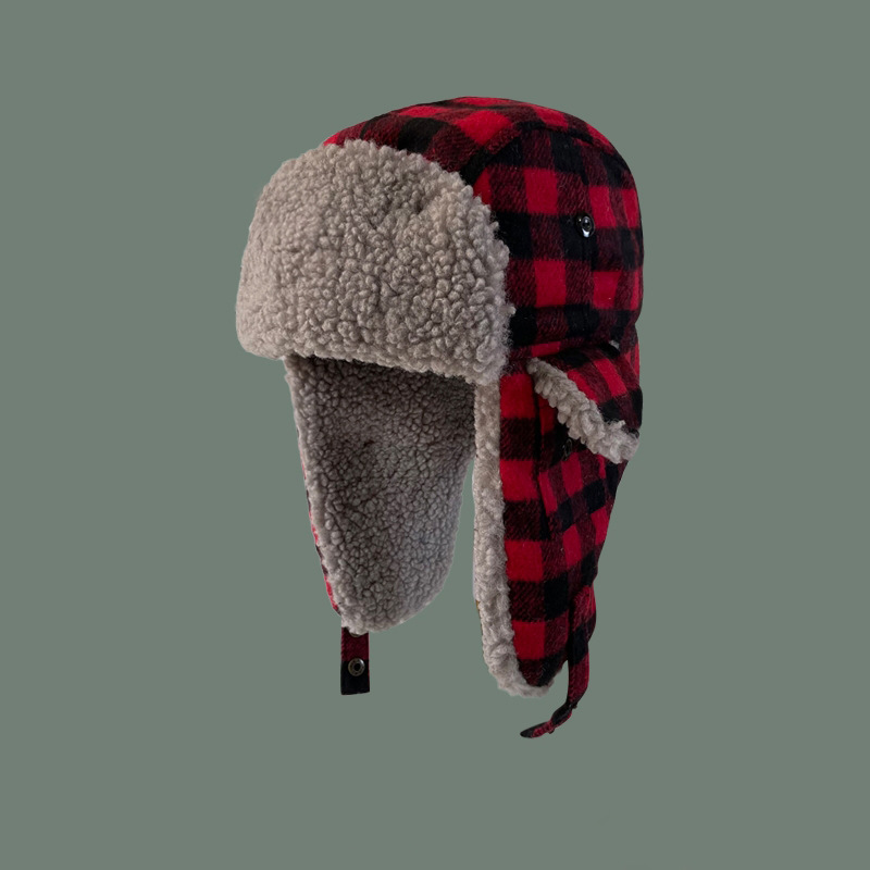 AL001193 ALLCH Ushanka Trooper Hats Unisex Plaid Trooper Hats Women's