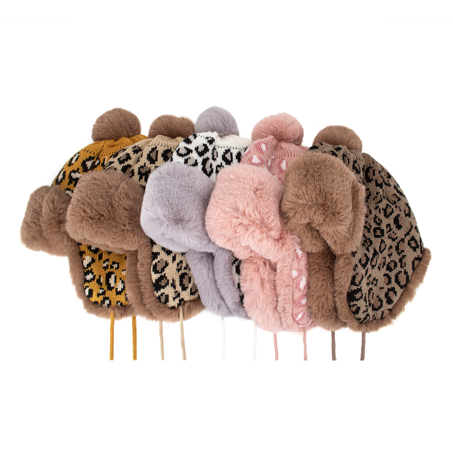 AL001179 ALLCH Women Leopard Jacquard Trapper Knit Hat - Image 2