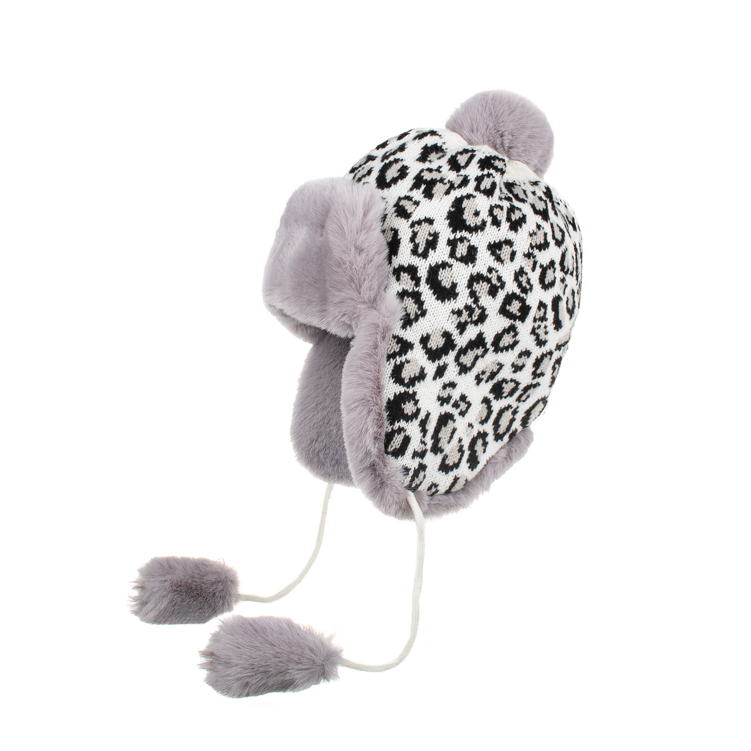 AL001179 ALLCH Women Leopard Jacquard Trapper Knit Hat - Image 7