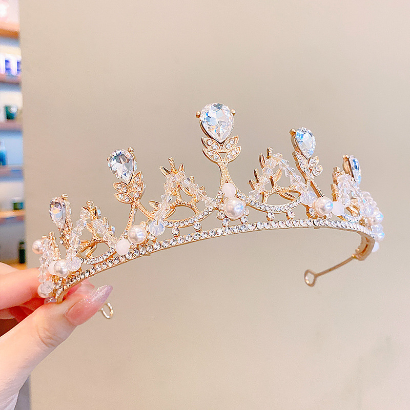 AL001517 ALLCH Alloy Crystal Pearl Crown - Image 6