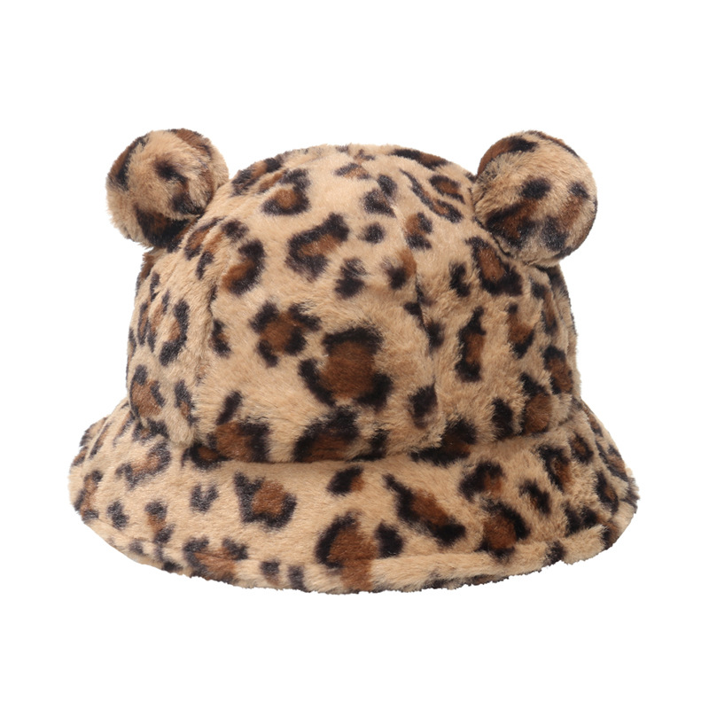 AL001325 ALLCH Girls Leopard Print Hat With Cute Bear Year - Image 4