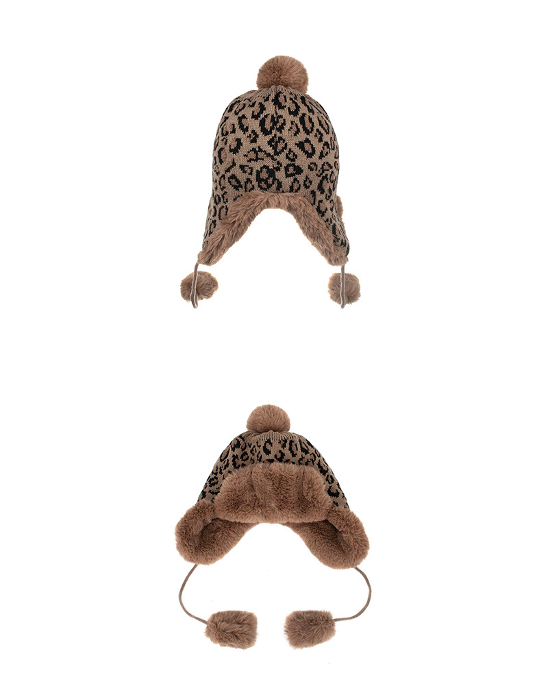 AL001179 ALLCH Women Leopard Jacquard Trapper Knit Hat - Image 6