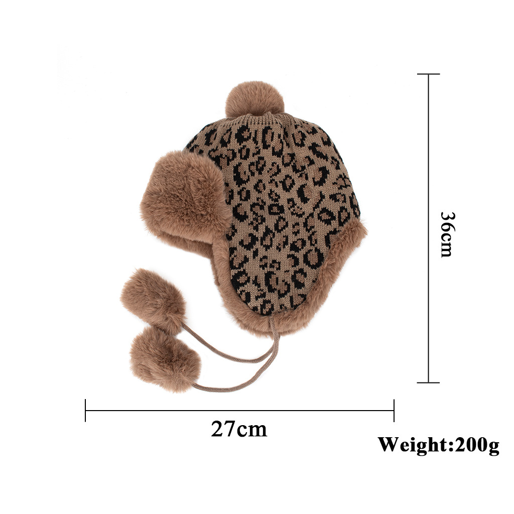 AL001179 ALLCH Women Leopard Jacquard Trapper Knit Hat - Image 5