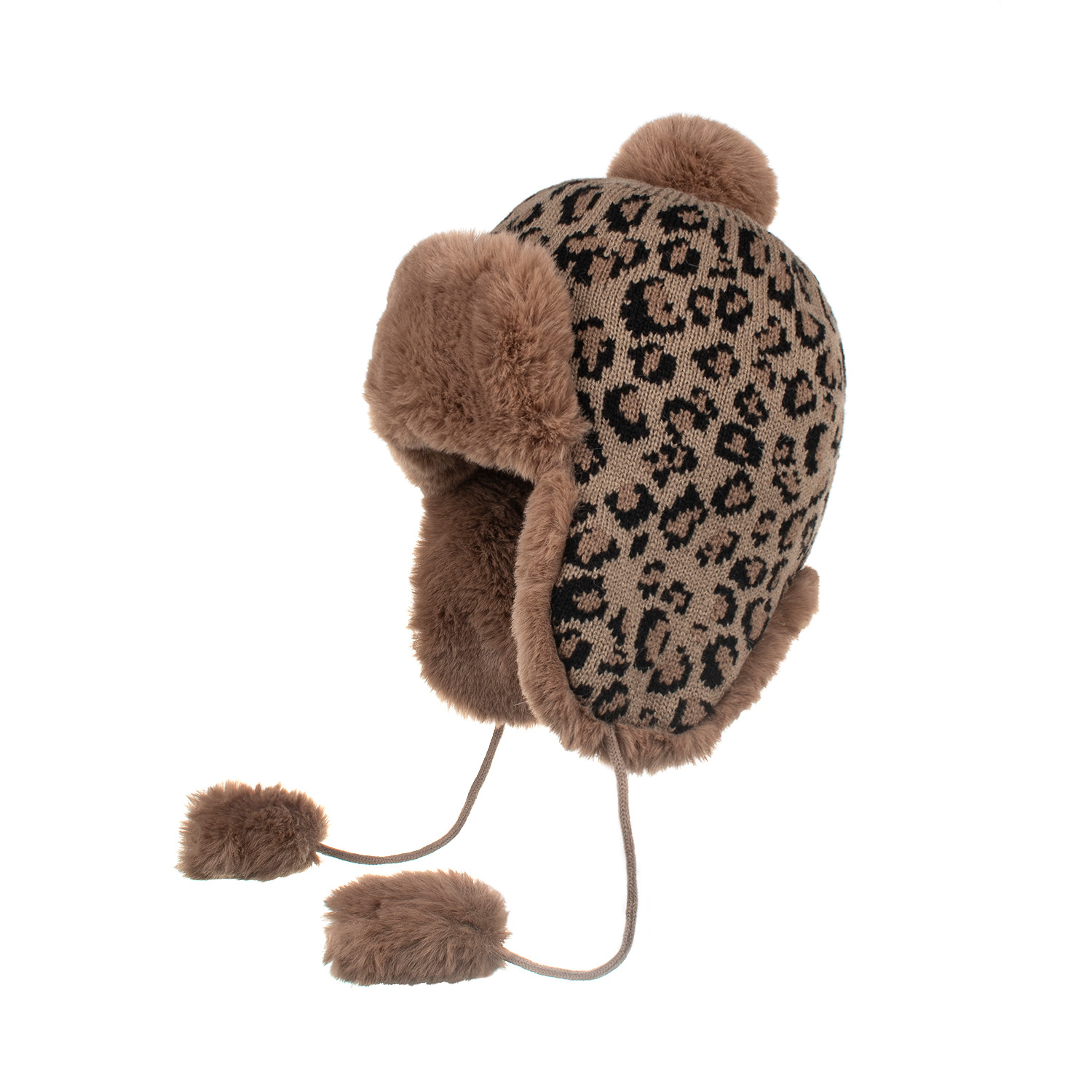 AL001179 ALLCH Women Leopard Jacquard Trapper Knit Hat - Image 3