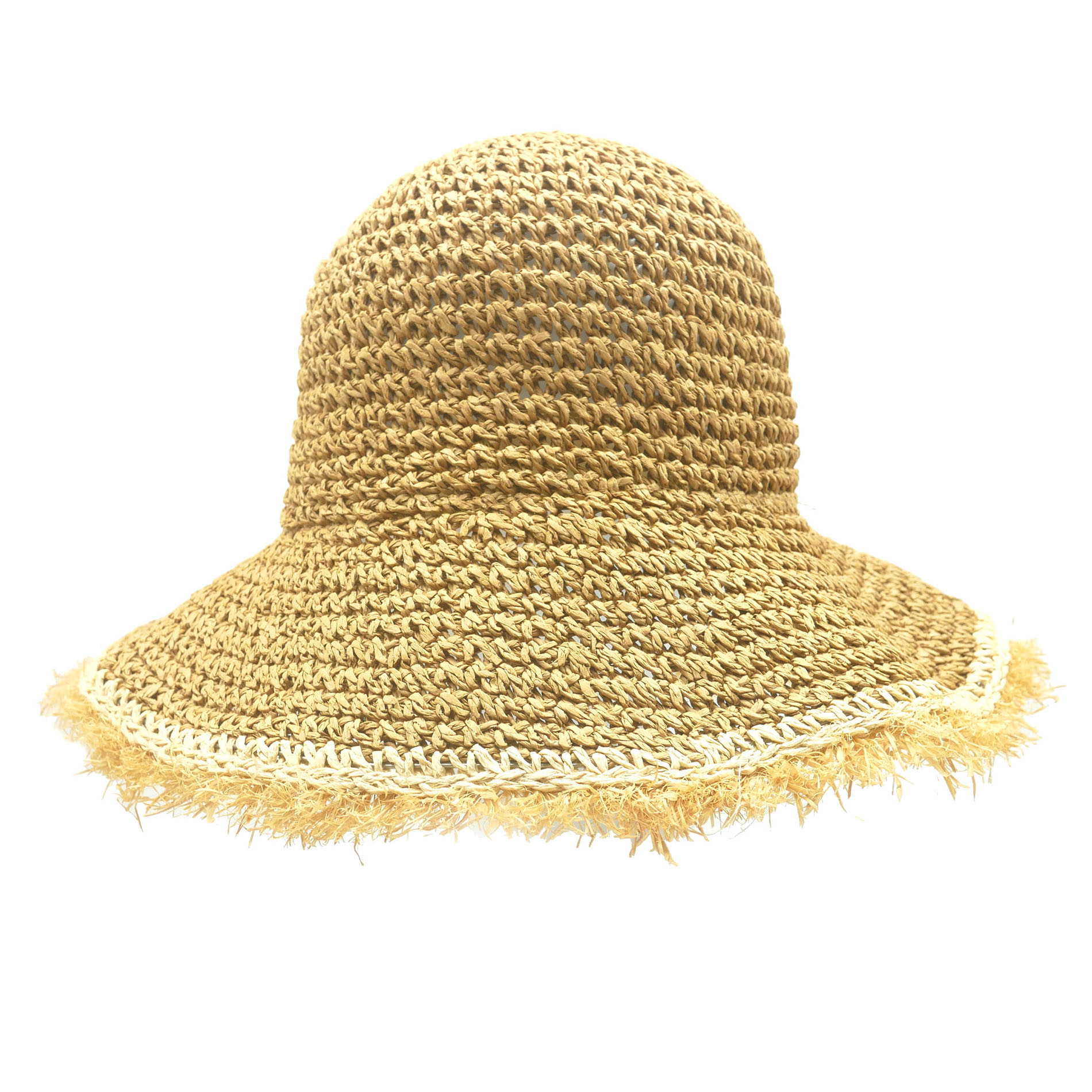 AL000742 ALLCH Women Packable Frayed Edge Crochet Sunhat - Image 2
