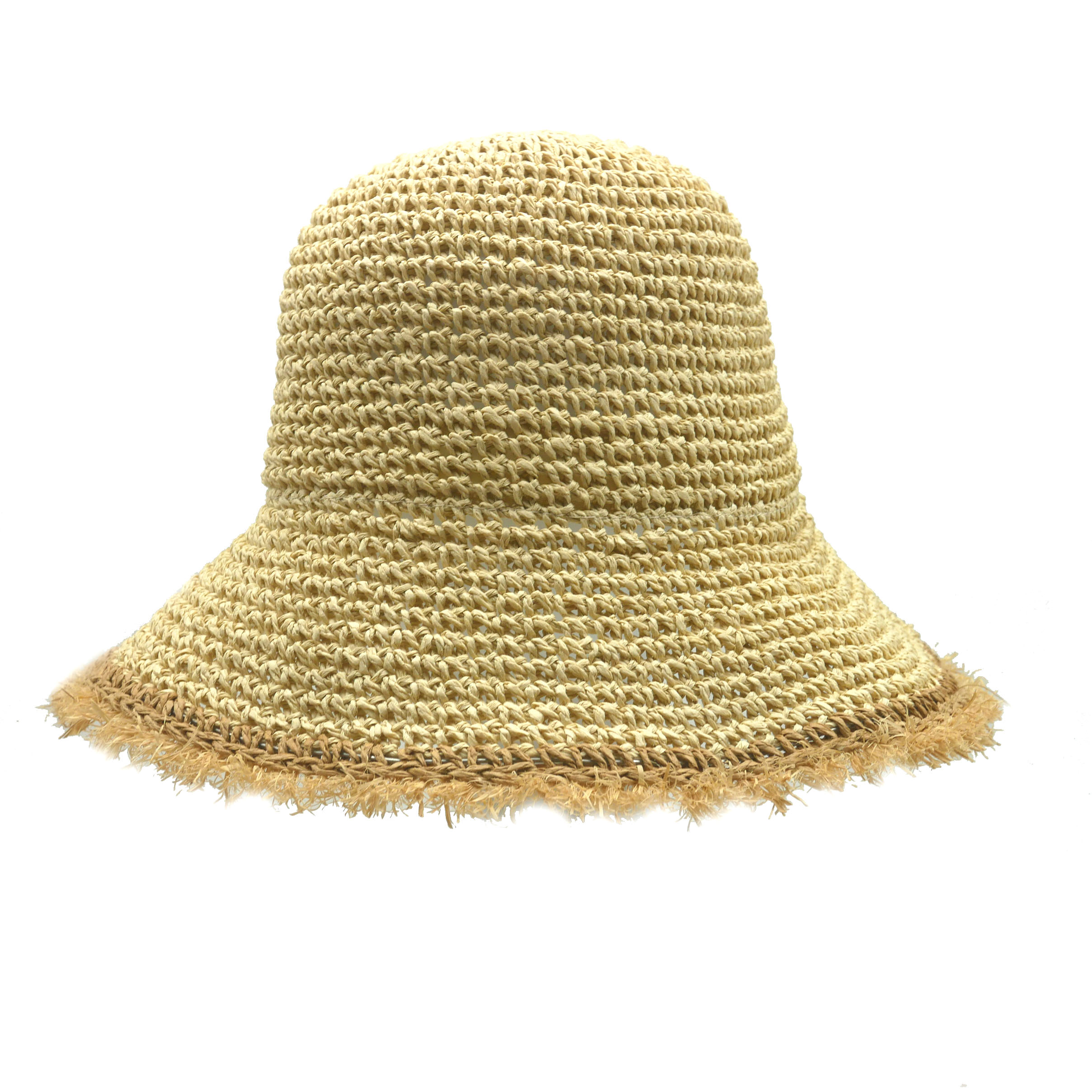 AL000742 ALLCH Women Packable Frayed Edge Crochet Sunhat - Image 3