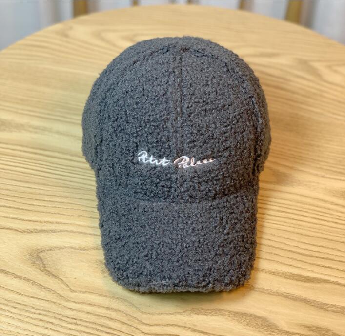 AL001461 Allch Women Slong Embroidery Lamb Fleece Plush Baseball Cap - Image 2