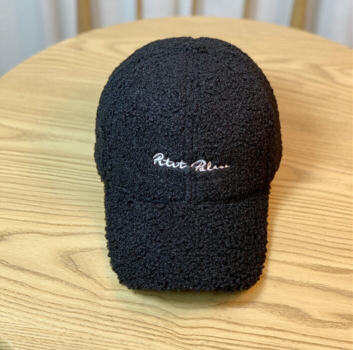 AL001461 Allch Women Slong Embroidery Lamb Fleece Plush Baseball Cap - Image 3