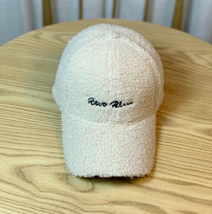 AL001461 Allch Women Slong Embroidery Lamb Fleece Plush Baseball Cap - Image 4