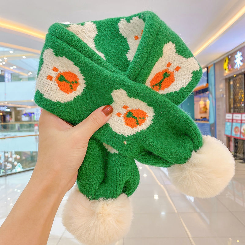 FS001393 ALLCH Bear Pompom scarf