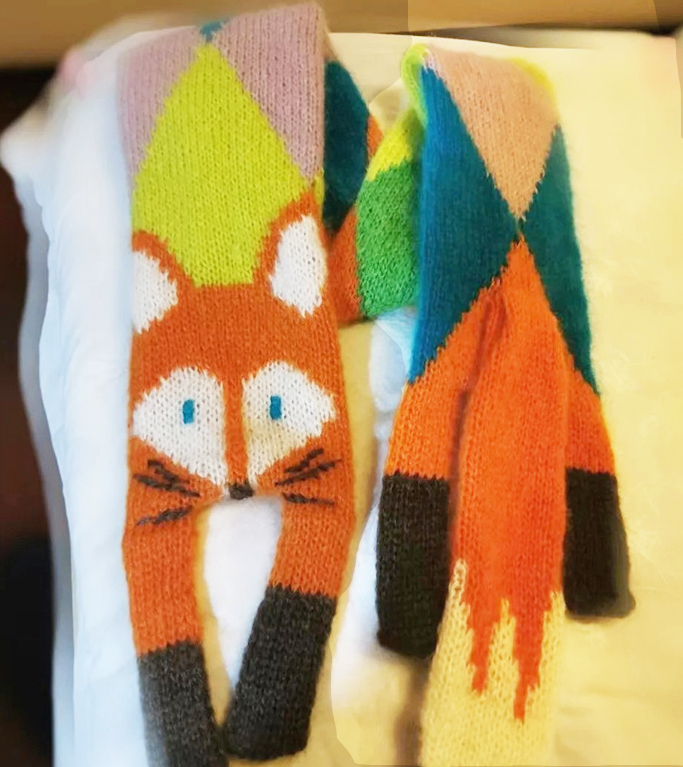 FS000640 ALLCH Women Knitted Little Fox Cartoon Scarf
