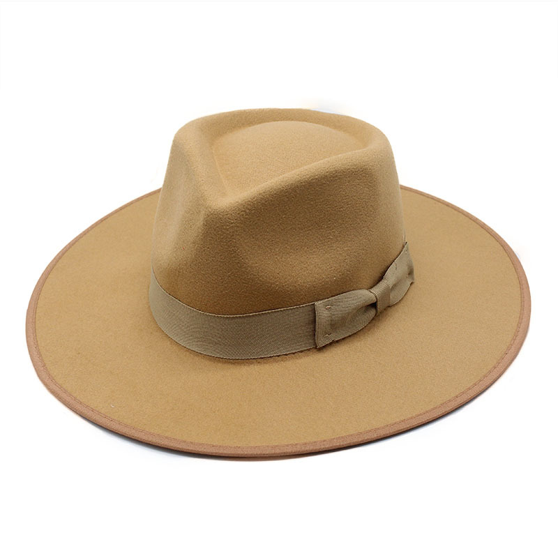 AL001001 ALLCH Unisex Classic Jazz Hat Wide Brim Felt Fedora Panama Hat - Image 2