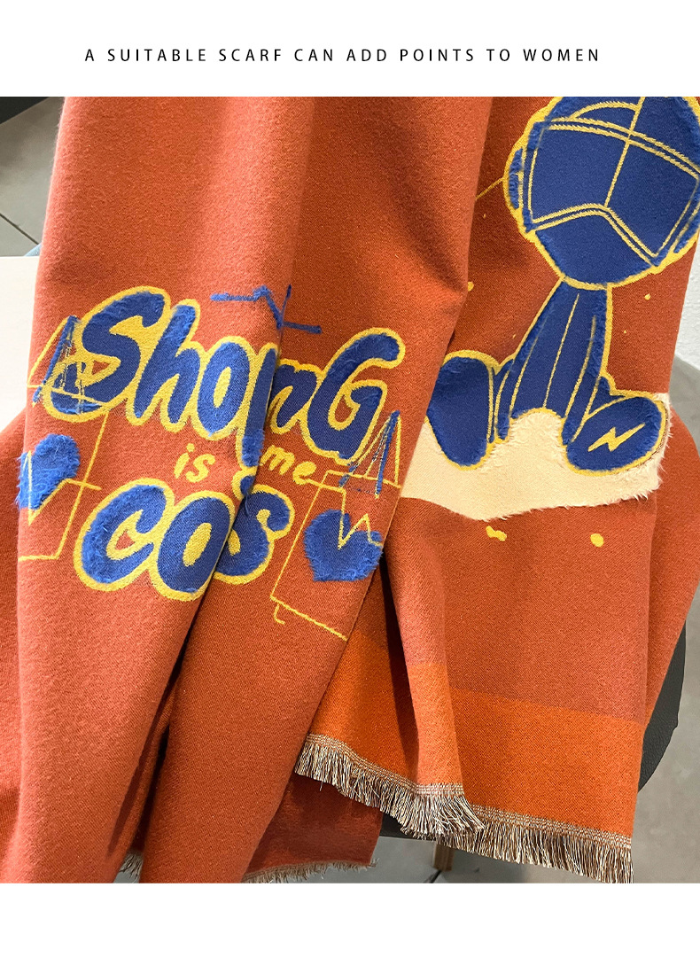 FS001386 ALLCH Cartoon Rabbit Cashmere Scarf - Image 2