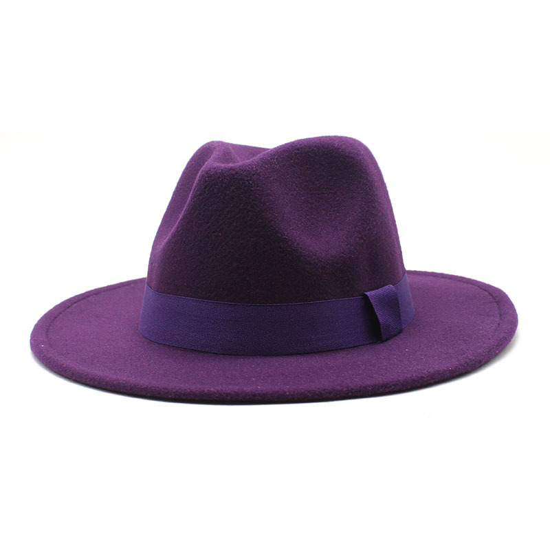 AL000633 ALLCH Unisex Classic Jazz Hat Wide Brim Felt Fedora Panama Hat - Image 10