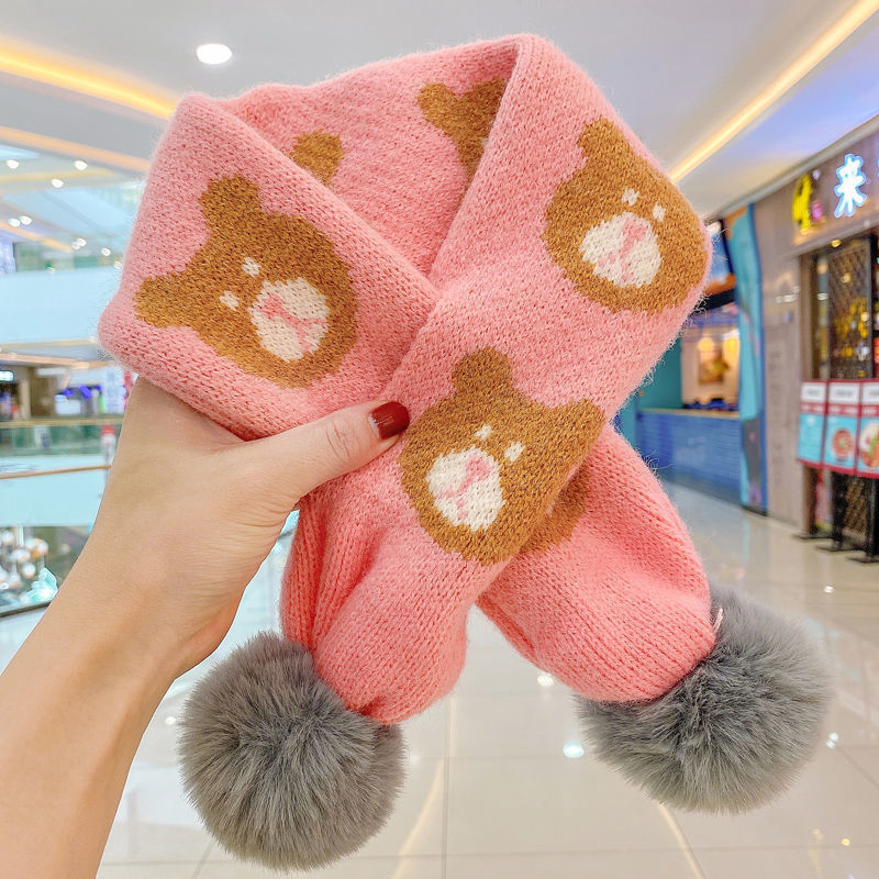 FS001393 ALLCH Bear Pompom scarf - Image 8