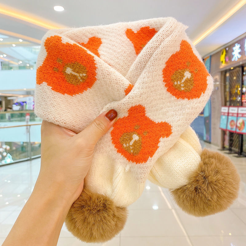 FS001393 ALLCH Bear Pompom scarf - Image 7