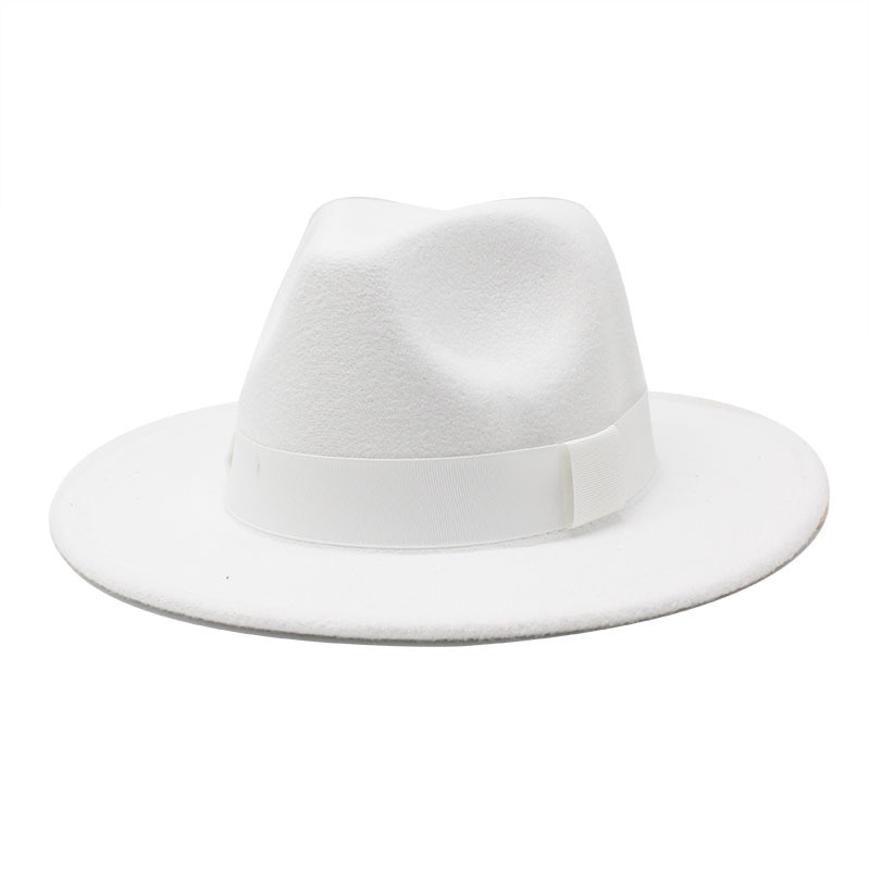 AL000633 ALLCH Unisex Classic Jazz Hat Wide Brim Felt Fedora Panama Hat - Image 11