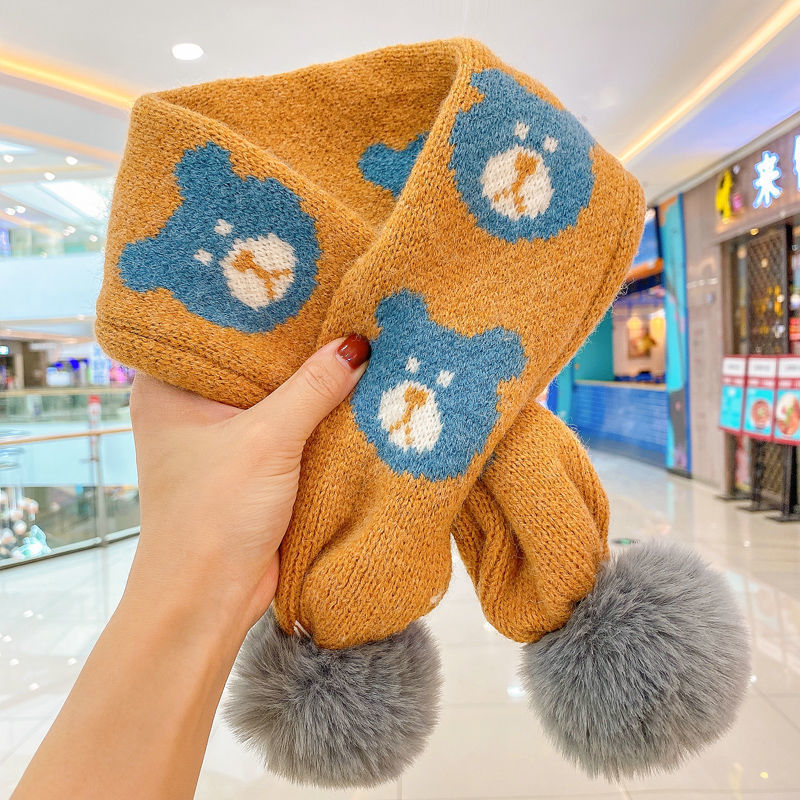 FS001393 ALLCH Bear Pompom scarf - Image 6