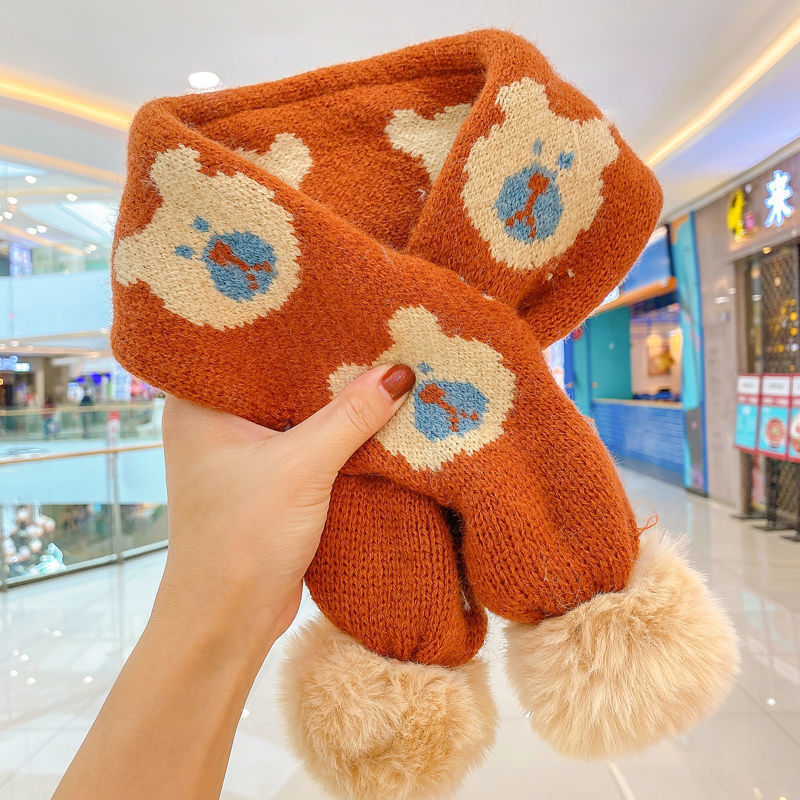 FS001393 ALLCH Bear Pompom scarf - Image 5