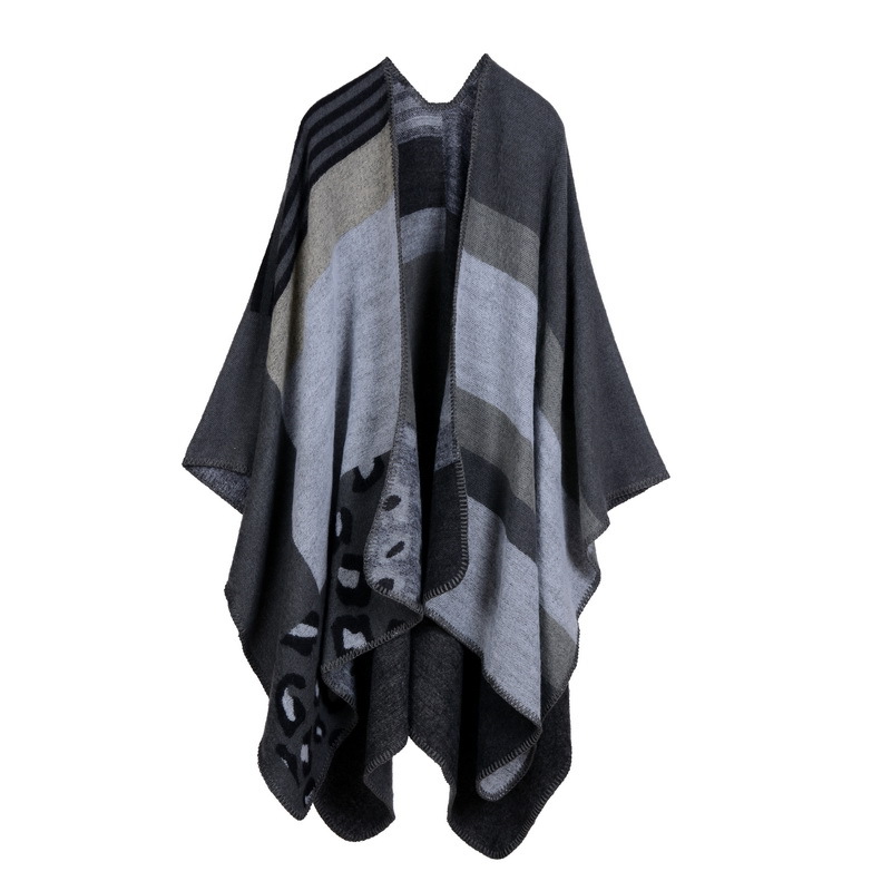 FS000787 ALLCH Plaid Lady's Ethnic Cloak Style Shawls - Image 6