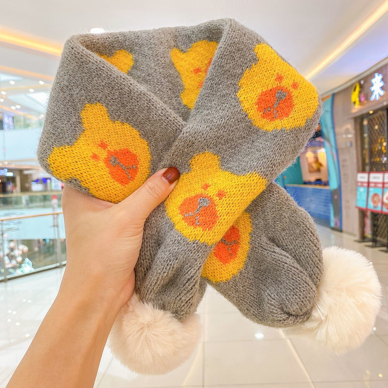 FS001393 ALLCH Bear Pompom scarf - Image 4