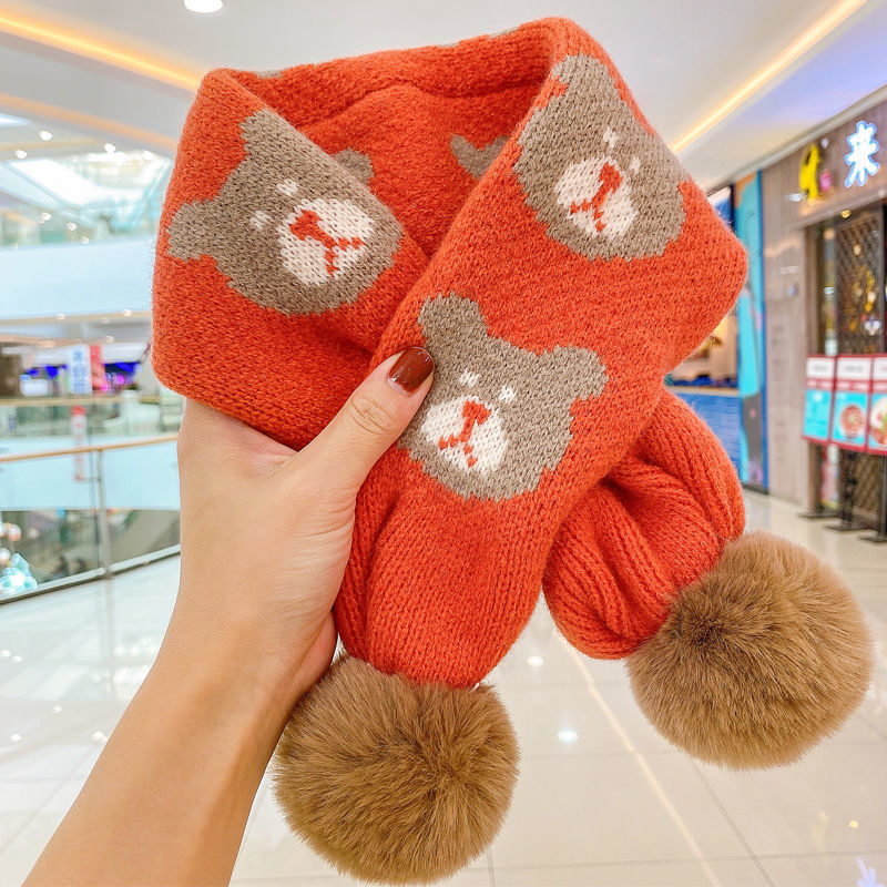FS001393 ALLCH Bear Pompom scarf - Image 3