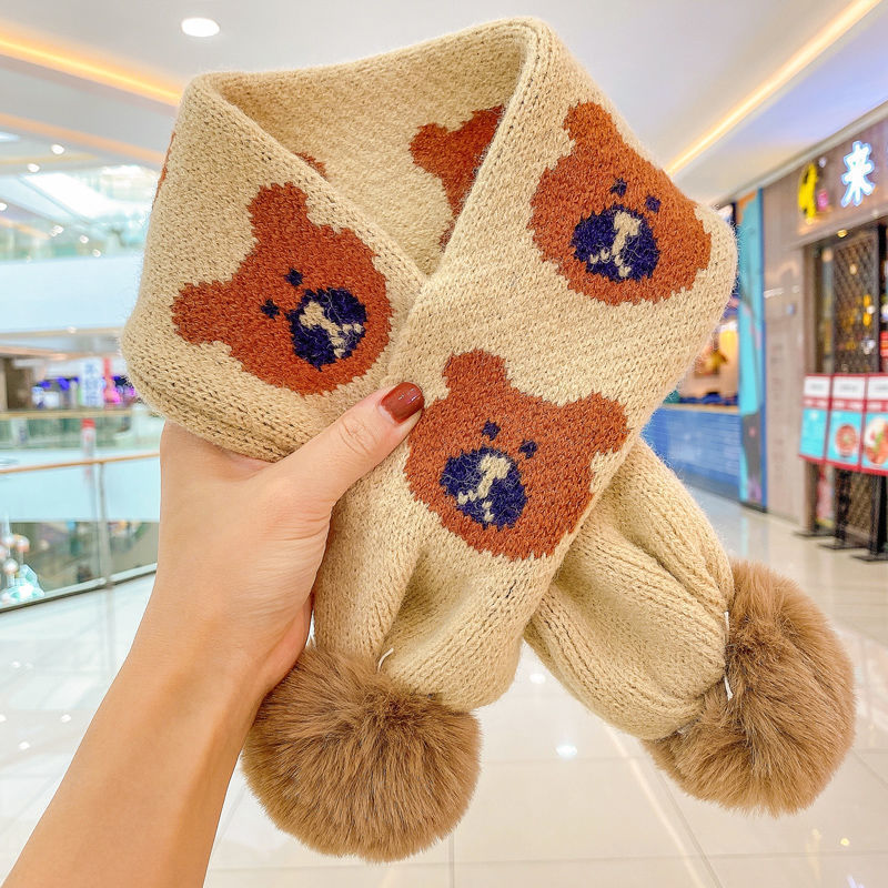 FS001393 ALLCH Bear Pompom scarf - Image 2