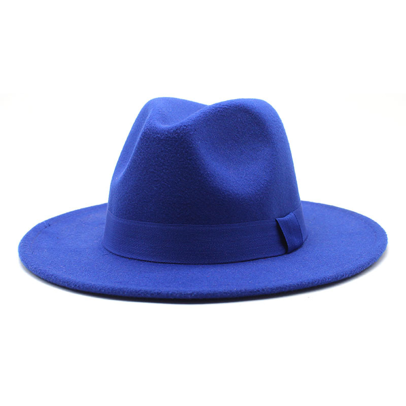 AL000633 ALLCH Unisex Classic Jazz Hat Wide Brim Felt Fedora Panama Hat - Image 2