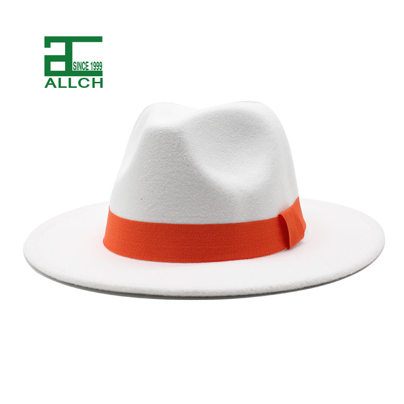 AL000633 ALLCH Unisex Classic Jazz Hat Wide Brim Felt Fedora Panama Hat