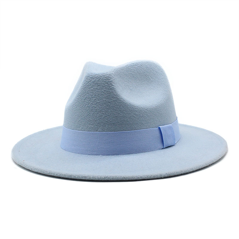 AL000633 ALLCH Unisex Classic Jazz Hat Wide Brim Felt Fedora Panama Hat - Image 3