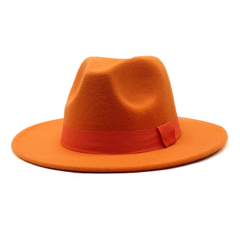 AL000633 ALLCH Unisex Classic Jazz Hat Wide Brim Felt Fedora Panama Hat - Image 4