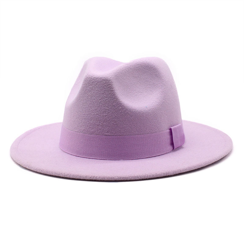 AL000633 ALLCH Unisex Classic Jazz Hat Wide Brim Felt Fedora Panama Hat - Image 8