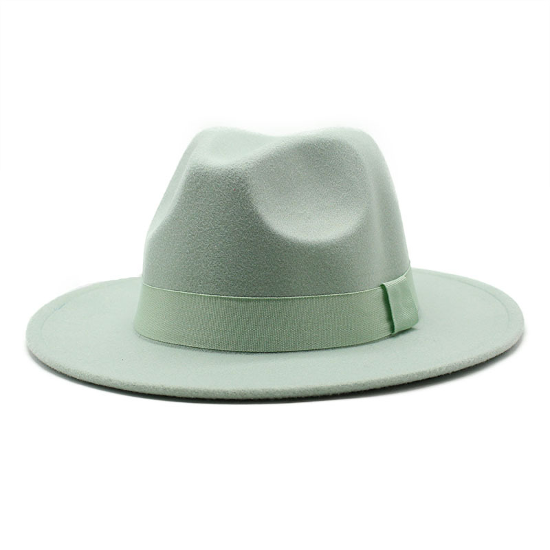 AL000633 ALLCH Unisex Classic Jazz Hat Wide Brim Felt Fedora Panama Hat - Image 9